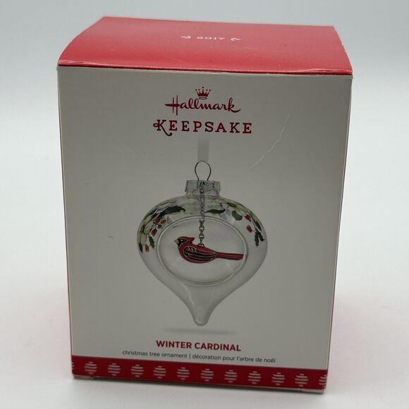 Vtg 2017 Hallmark Winter Cardinal QGO1822 Glass Orb Metal Bird Keepsake Ornament - Picture 6 of 12